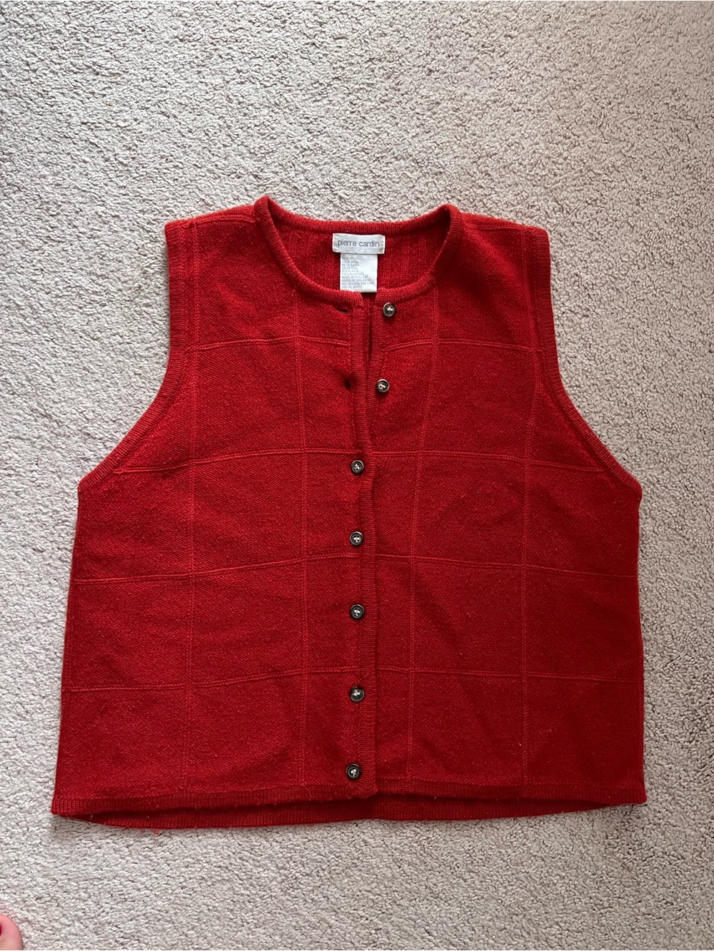 Pierre Cardin Orange Button-Front Knit Vest - 100% wool